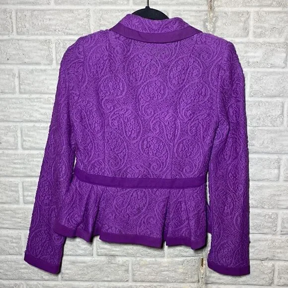 MSRP $448 Nanette Lepore Summer Flame Lace Peplum Jacket Women's Size 4 - Picture 4 of 10